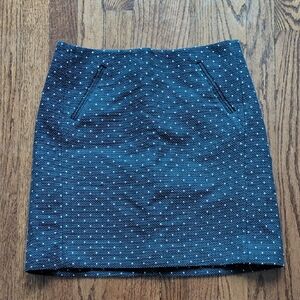 LOFT Navy Polka Dot Tweed Pencil Skirt